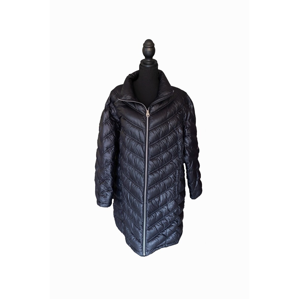 Calvin Klein Womens Black Chevron Packable Premium Down Puffer Jacket 2X